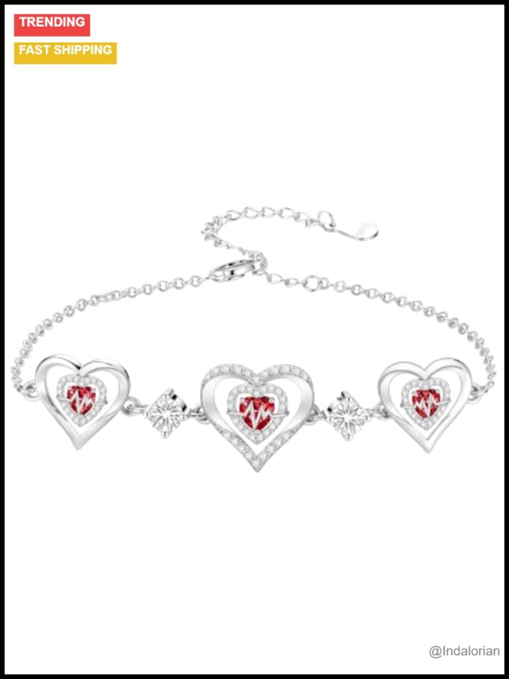925 Sterling Silver Heart Birthstone Bracelet Anklet Jewelry Gift